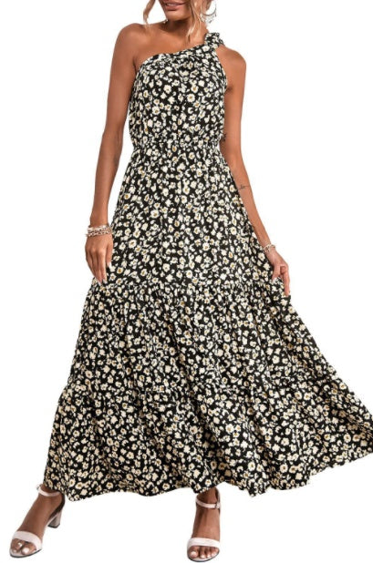 Bohemian Floral Dress Beach Vacation Big Swing Long Dress