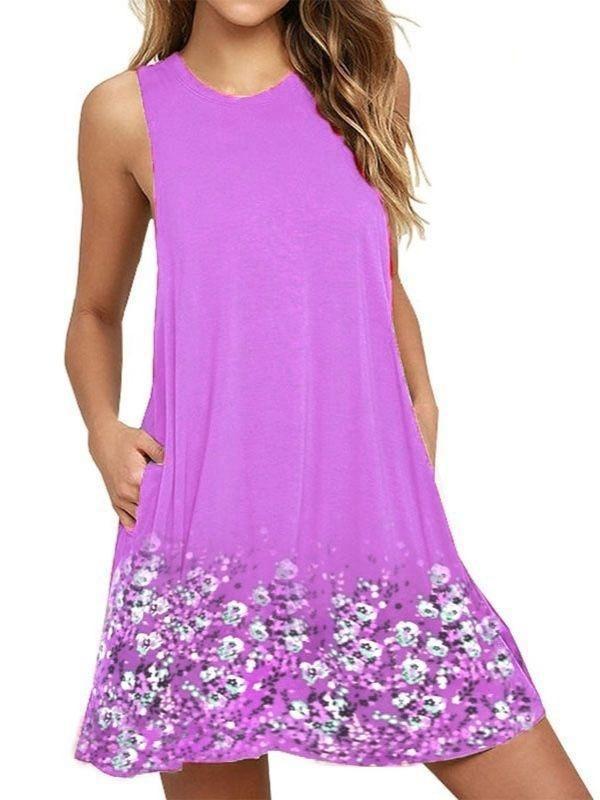 Round neck sleeveless printed vest skirt beach