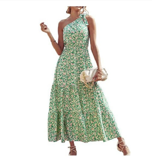 Bohemian Floral Dress Beach Vacation Big Swing Long Dress