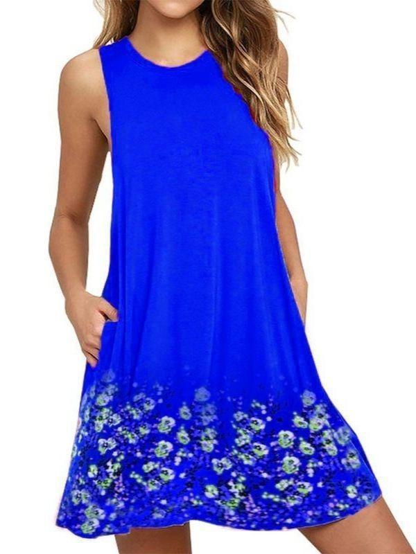 Round neck sleeveless printed vest skirt beach