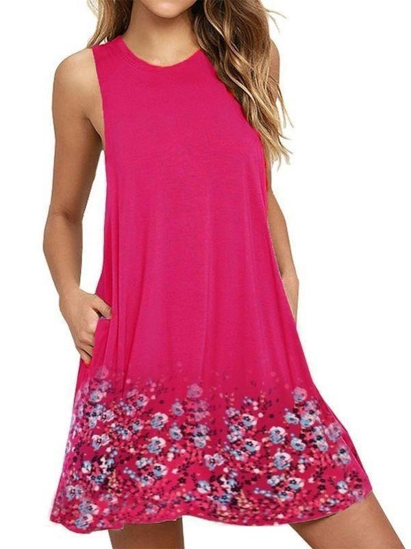 Round neck sleeveless printed vest skirt beach