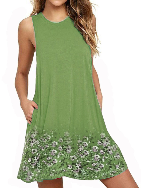 Round neck sleeveless printed vest skirt beach