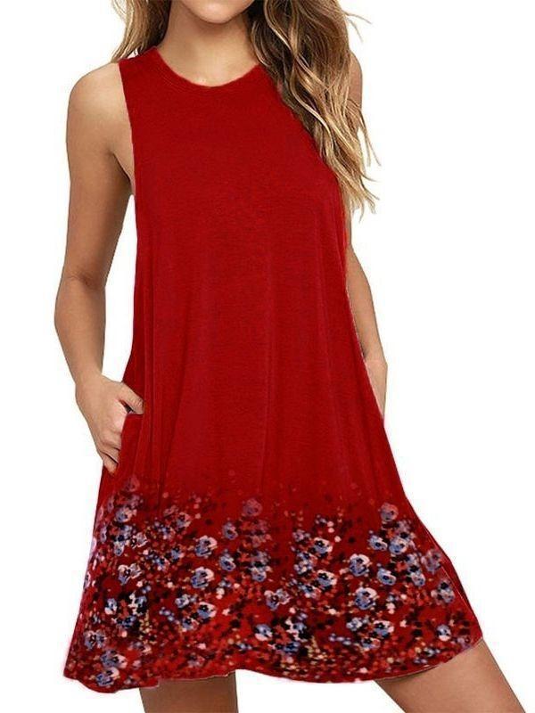 Round neck sleeveless printed vest skirt beach