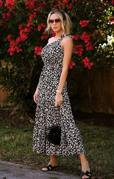 Bohemian Floral Dress Beach Vacation Big Swing Long Dress
