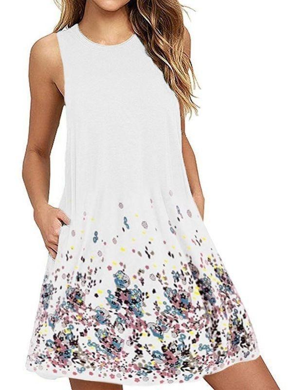 Round neck sleeveless printed vest skirt beach