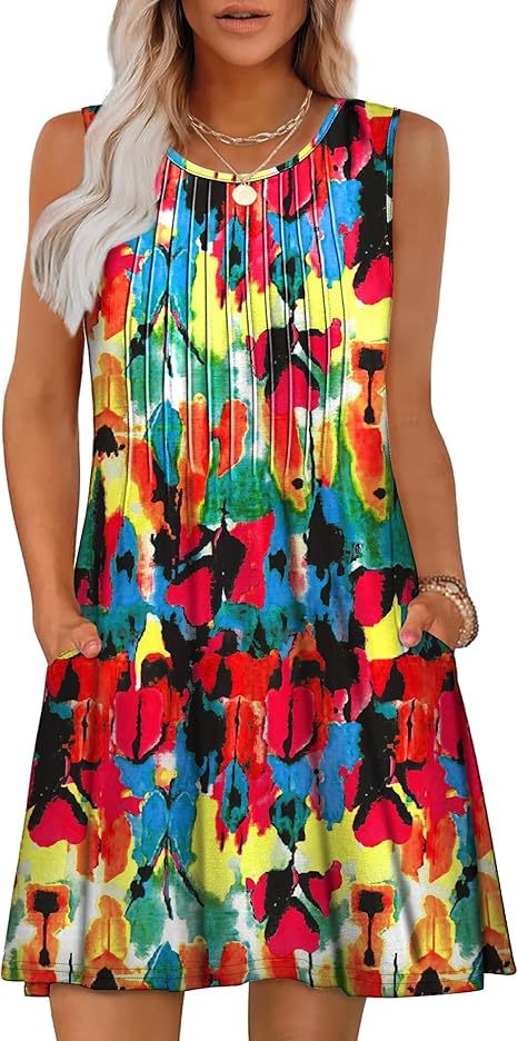 Loose Beach Vacation Casual Round Neck Sleeveless Vest Dress