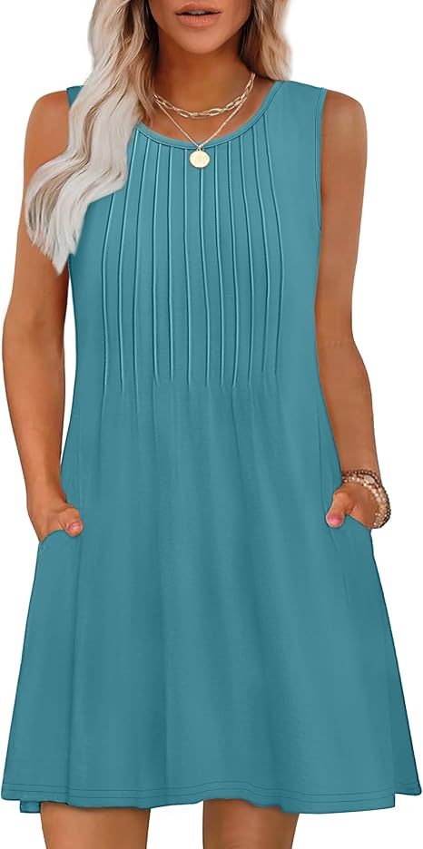 Loose Beach Vacation Casual Round Neck Sleeveless Vest Dress