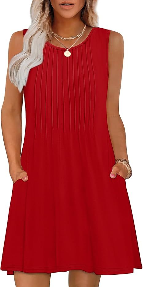 Loose Beach Vacation Casual Round Neck Sleeveless Vest Dress