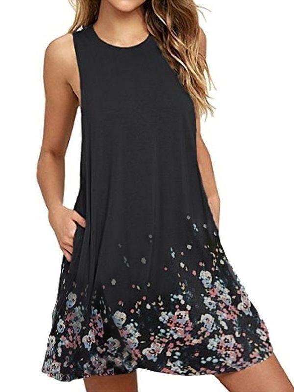Round neck sleeveless printed vest skirt beach