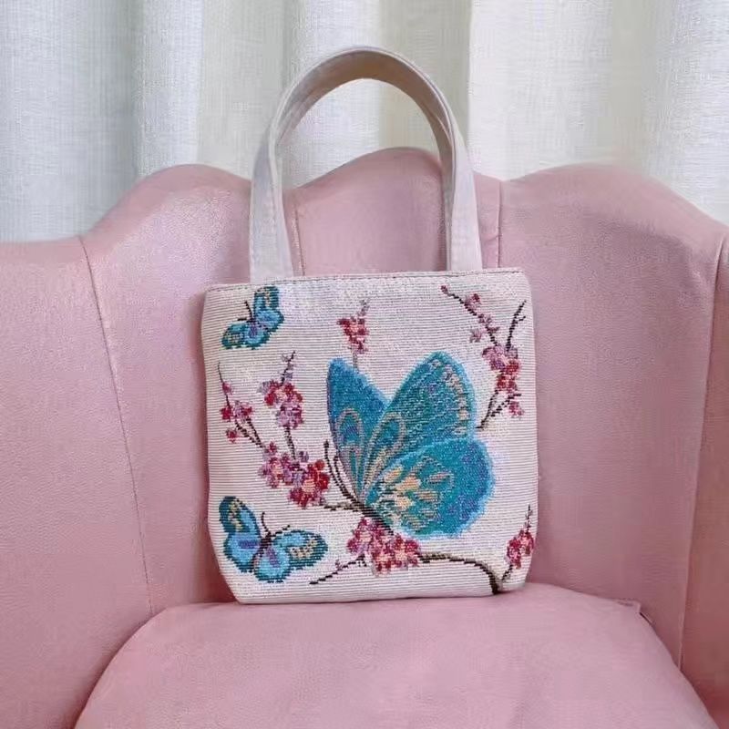 Double-sided Gold Wire Handheld Canvas Small Bag Wear-resistant