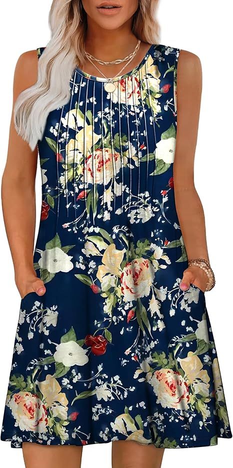 Loose Beach Vacation Casual Round Neck Sleeveless Vest Dress
