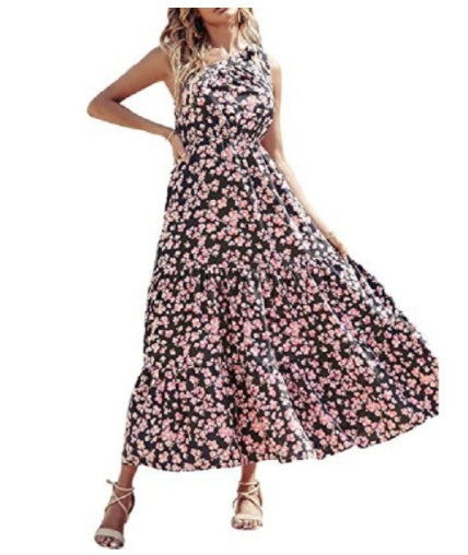 Bohemian Floral Dress Beach Vacation Big Swing Long Dress