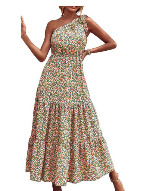 Bohemian Floral Dress Beach Vacation Big Swing Long Dress