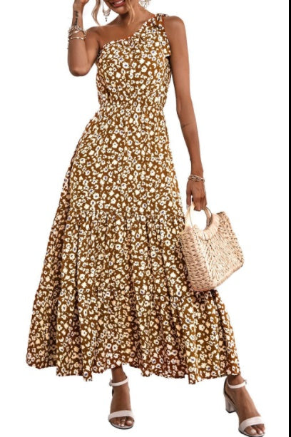 Bohemian Floral Dress Beach Vacation Big Swing Long Dress