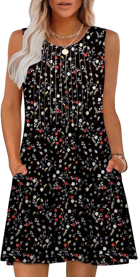 Loose Beach Vacation Casual Round Neck Sleeveless Vest Dress