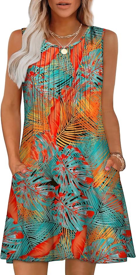 Loose Beach Vacation Casual Round Neck Sleeveless Vest Dress